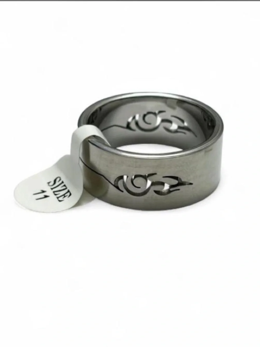 Men's Tribal Engraved Stainless Steel Ring - Black Gray